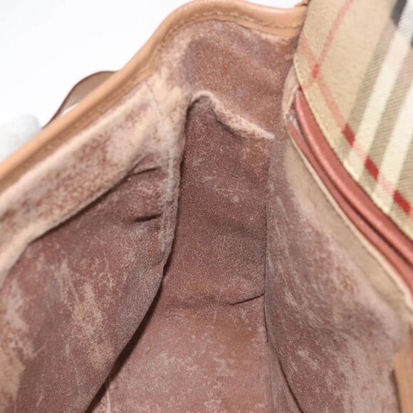 Burberrys Nova Check Shoulder Bag PVC Beige Gold Auth BA2017 - Picture 13 of 16